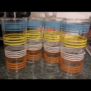 Colorful Striped Glass Tumblers Set